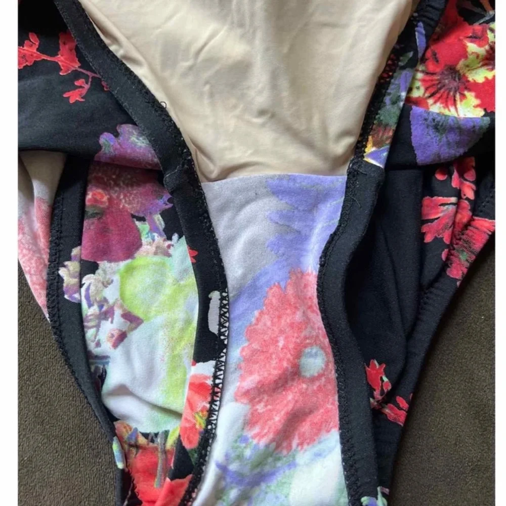 Anthropologie Allihop Ruffle Floral Halter Ruching Tie Waist One-Piece Swimsuit - Picture 6 of 16